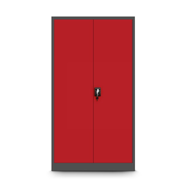  JAN NOWAK model TOMASZ biurowa szafa metalowa na akta: antracytowo-czerwona
