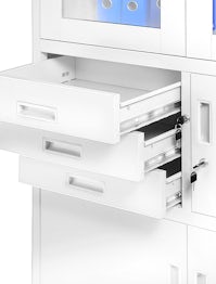 JAN NOWAK model FILIP biurowa szafa metalowa z sejfem na akta i dokumenty: biała
