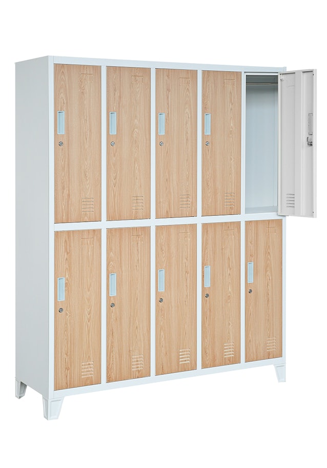 JAN NOWAK Eco Design model BARTEK szafa socjalna 10-drzwiowa biała/dąb sonoma