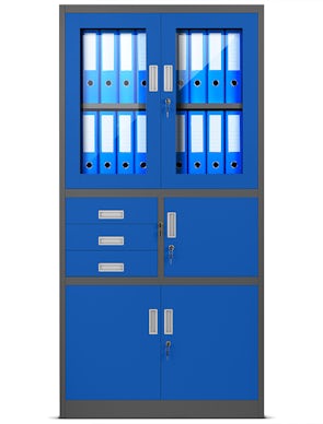 JAN NOWAK model FILIP biurowa szafa metalowa z sejfem na akta i dokumenty: antracytowo-niebieska