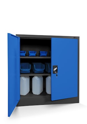 JAN NOWAK model BEATA metalowa szafka z drzwiami: antracytowo-niebieska