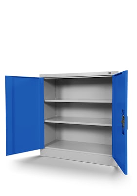 JAN NOWAK model BEATA metalowa szafka z drzwiami: szaro-niebieska
