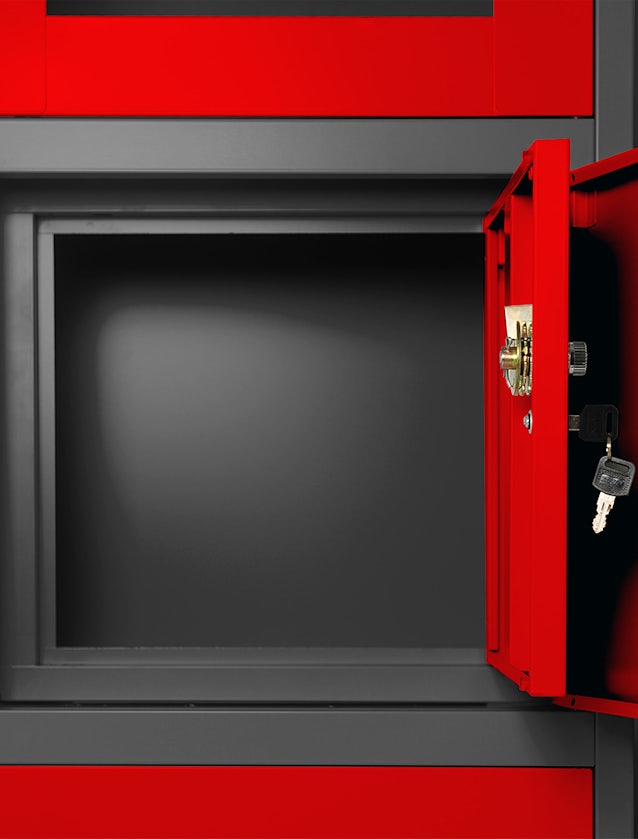 JAN NOWAK model FILIP biurowa szafa metalowa z sejfem na akta i dokumenty: antracytowo-czerwona