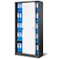 JAN NOWAK Eco Design model KUBA biurowa szafa metalowa z drzwiami przesuwnymi: biała/dąb sonoma
