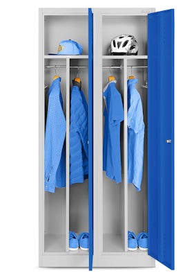 JAN NOWAK model KACPER szafa socjalna BHP ubraniowa czterokomorowa szaro-niebieska