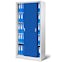 JAN NOWAK model KUBA biurowa szafa metalowa z drzwiami przesuwnymi: szaro-niebieska