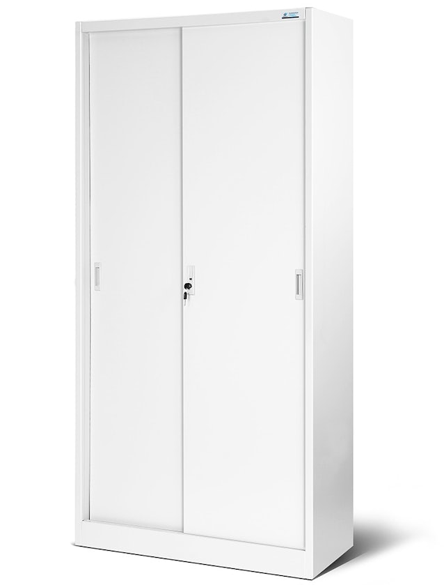 JAN NOWAK model KUBA biurowa szafa metalowa z drzwiami przesuwnymi: biała