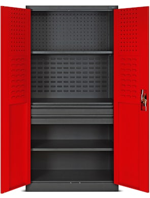 JAN NOWAK model SZYMON warsztatowo-narzędziowa szafa metalowa: antracytowo-czerwona