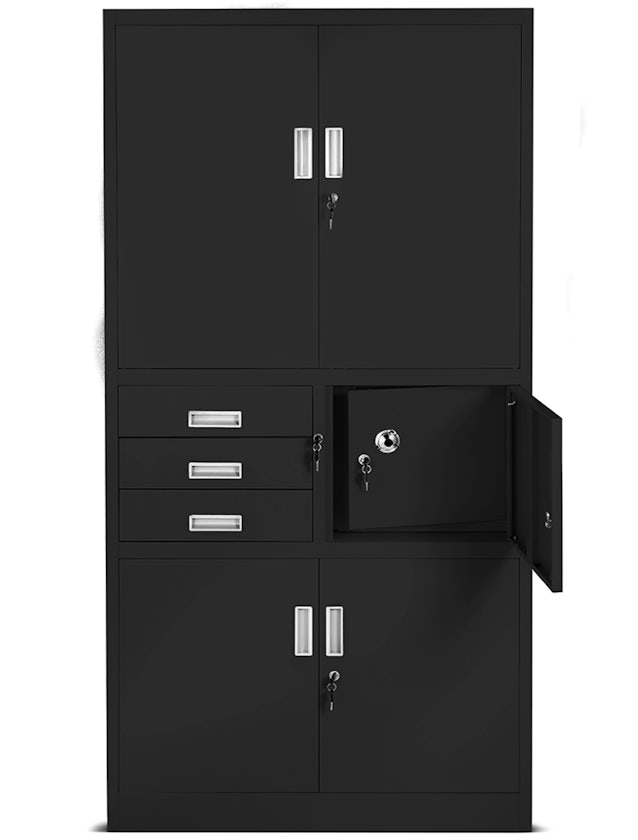 JAN NOWAK model FILIP II biurowa szafa metalowa z sejfem na akta i dokumenty: czarna