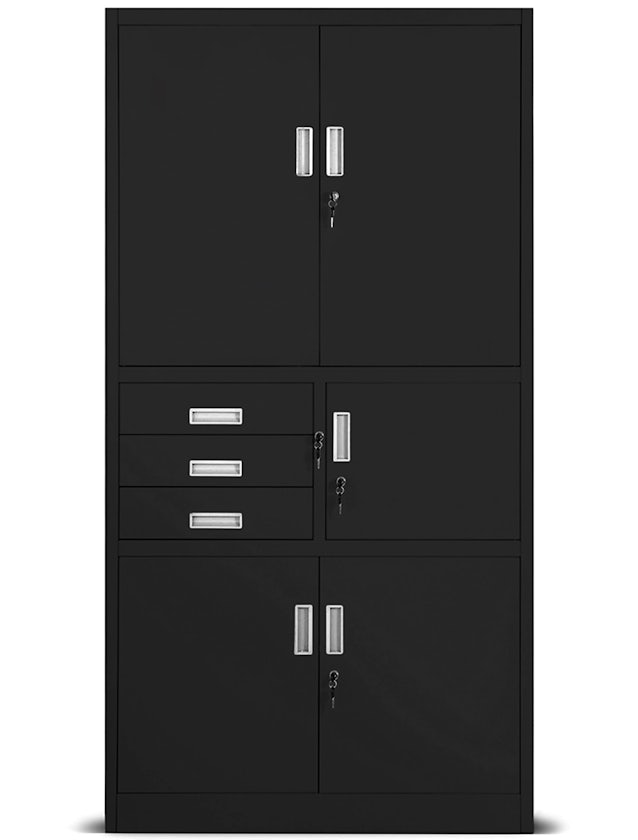 JAN NOWAK model FILIP II biurowa szafa metalowa z sejfem na akta i dokumenty: czarna