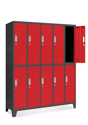 JAN NOWAK model BARTEK szafa socjalna BHP ubraniowa 10-drzwiowa antracytowo-czerwona