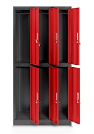 JAN NOWAK model IGOR szafa socjalna ubraniowa 6-drzwiowa antracytowo-czerwona